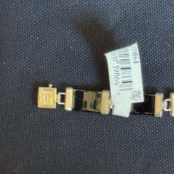 Elegant Vintage .925 Sterling Silver Faceted Onyx Womens Bracelet Secure Clasp - Picture 3 of 12